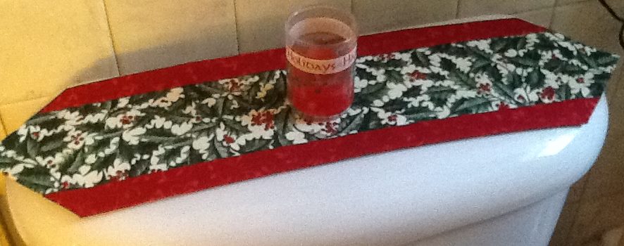 CHRISTMAS DECOR COMMODE tank runner.