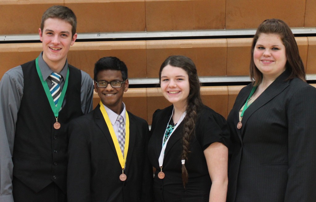 Of the four competitors that MLC took to St. Peter on Friday, ALL 4 (100%) broke to final round in their individual categories. Elijah Stoesz (Junior)     Info       4th Josh Raabe (Sophomore)        Humor      5th Caitlyn Smith (Junior)     Great Speeches   5th DANICA DICK (Freshman)      Storytelling   3rd    ---- She will advance to State competitions to be help on Saturday, April 12th at Blaine High School. Four members of the Mountain Lake Christian (MLC) Speech Team will be moving on to compete in the Section 2A contest after qualifying in Sub-Section 5A, Section 2A competition held Monday, March 24, at Fairmont Public High School. Caitlyn Smith, who finished second in Great Speeches and Elijah Stoesz, who was second in Informative Speaking, will advance to the next level, along with Josh Raabe, third in Humorous Interpretation and Danica Dick, third in Storytelling.