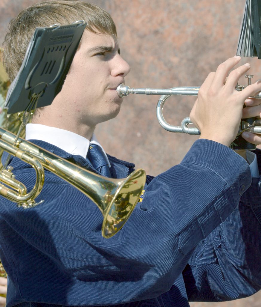 Levi Jahnke playing in National FFA Band on opening day of convention with their grand entrance