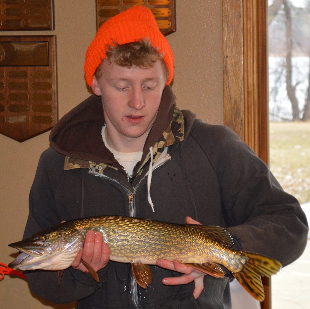 THIS 3.90 POUND northern, caught by the holder, Alex Dunker, was big enough for second in the category. Topping with the biggest fish was Lee Hanish, with his 8.98 lb. northern. However, Dunker did win the Pan Fish category with a 1.30 lb. perch.