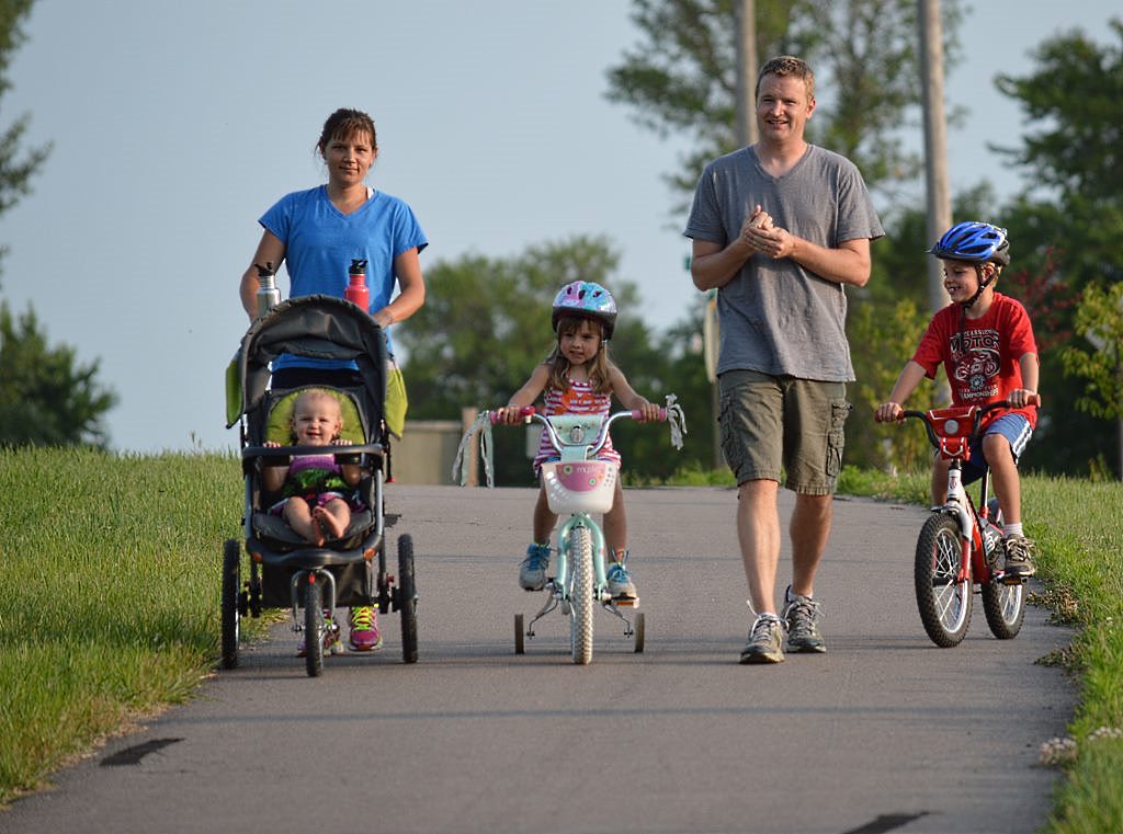 ZACH AND JACKIE Strom and family of Mountain Lake take to the Mountain Lake Trail last summer.