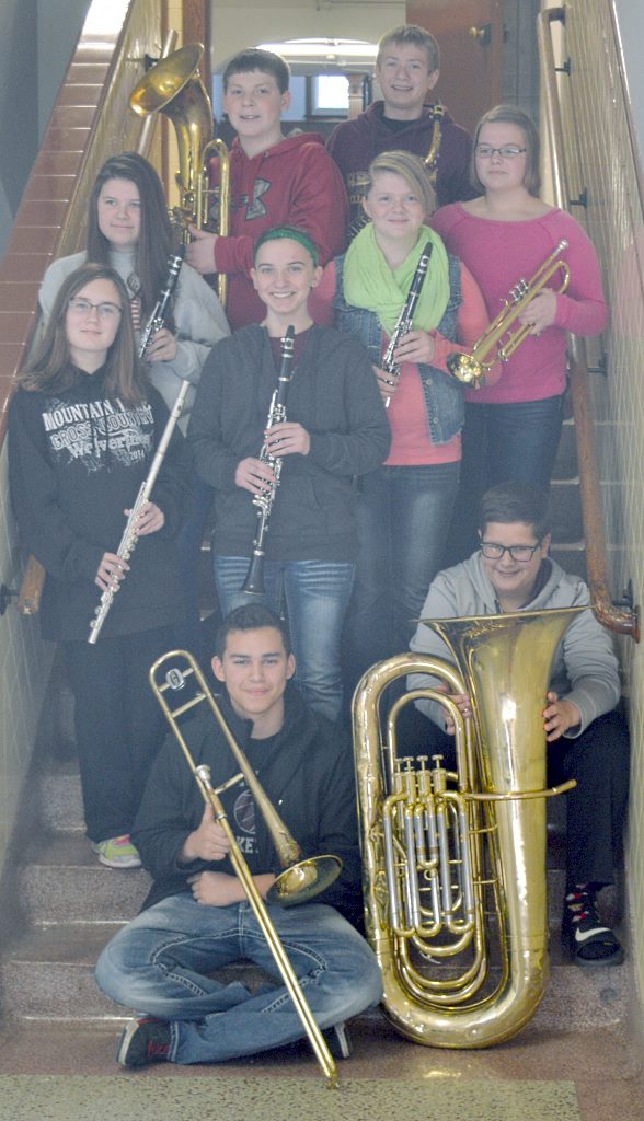 WESTBROOK/WALNUT GROVE Solo and Ensemble contest members. Front, Joel Salgado, left and Isaac Grev, right. Middle, from left, Emma Stade, Morgan Pietsch, Victoria HofmannFletcher Hanson, Paton Buller, Morgan Pietsch, Amy Bartsch, Kayla Vonk, Emma Stade, Victoria Hofmann, Joel Salgado, Isaac Grev, Anika Fast, Noah Rempel, Connie Sengmany, Sierra Perkins, Ben Bartsch, Jasmine Davison and Jessica Anderson