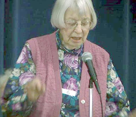 ANNETTE DICK OF Mountain Lake was the inaugural winner of the Cottonwood County Senior Spelling Bee this past Saturday morning, held at the BARC in Windom. (Photo courtesy of KEYC-TV)