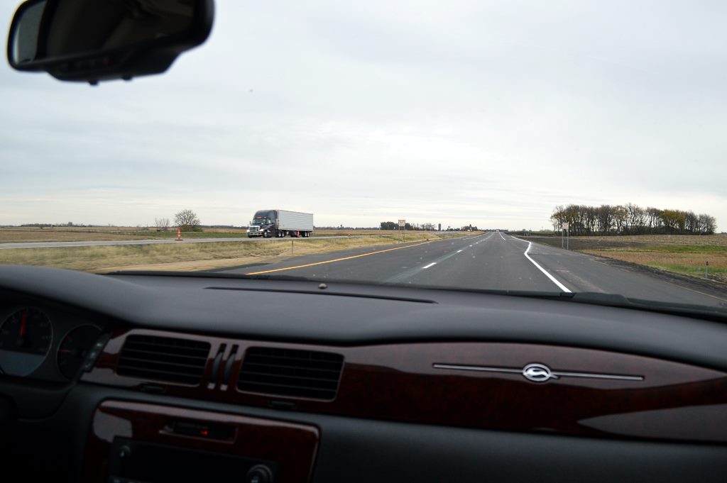 NOT THE FIRST to travel them, but, here they are - the new eastbound lanes of Minnesota State Highway #60 heading from Mountain Lake to Butterfield (the Middle Gap)!