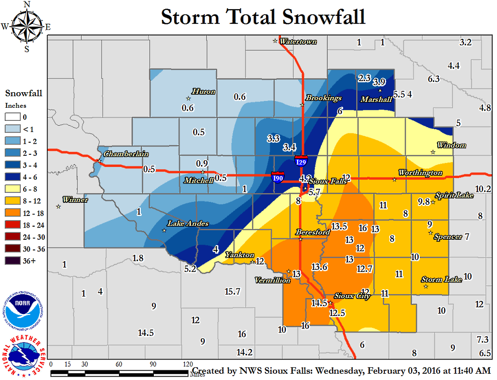 noaa snowfall totals sioux falls