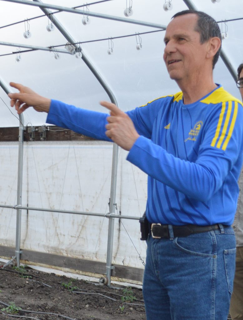 ONE DAY AFTER running in the Boston Marathon, Steve Harder was tour guide for special guests at Jubilee Market & Peacemeals, as well as Jubilee Fruits & Vegetables - wearing his marathon shirt. Harder finished the 26.2 miles in 4:15:12.