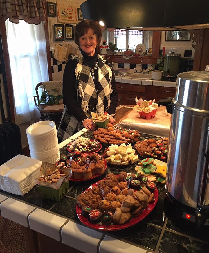 SHARRON HANSON AND the spread of Christmas goodies.