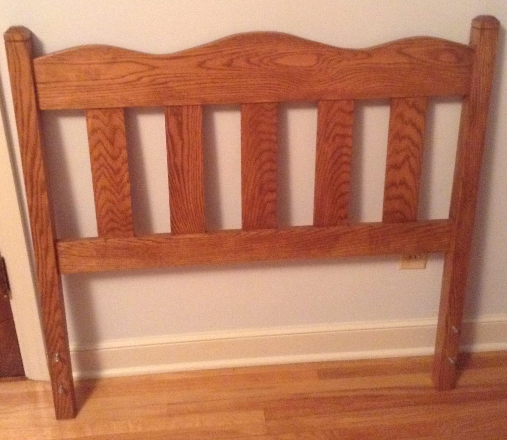 TWO IDENTICAL TWIN bed headboards made of oak by Jacob A. Dick. Bed frames included. Donated by Martin and Mary Harder 